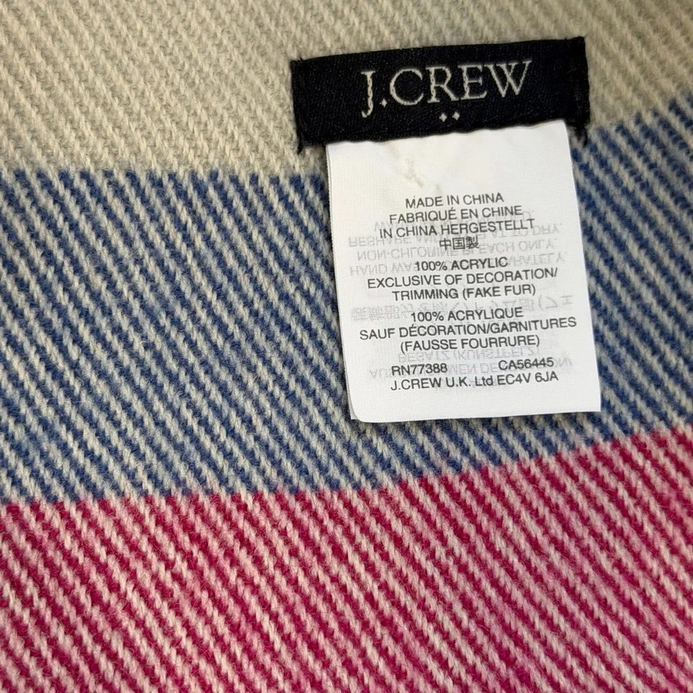 J. Crew Classic Large Versatile Vibrant Striped Soft Scarf Wrap Shawl multicolor